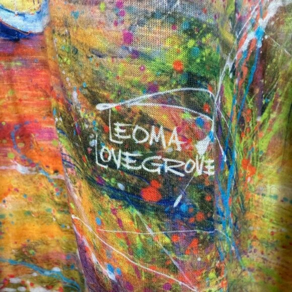 Leoma Lovegrove Bicycle Floral Print Top Sz Large Asymmetrical Hem Short Sleeve - Picture 6 of 10